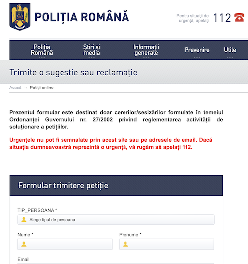 petitie online politia romana