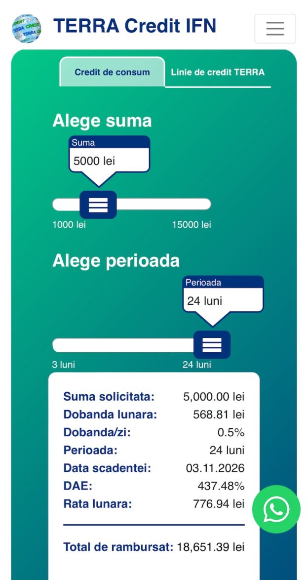 terra credit ifn reclamatie